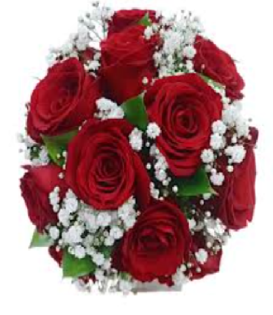 Buquê redondo com 12 rosas Vermelhas
